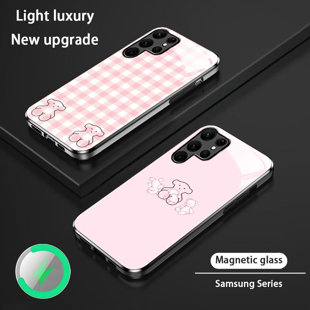 Phone Cases Samsung S25 - Модный роскошный стеклянный магнитный чехол T-TouSES