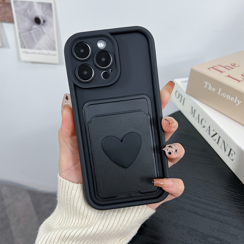 Phone Cases With Wallet On Back - 3D Love Heart Card Bag Slot