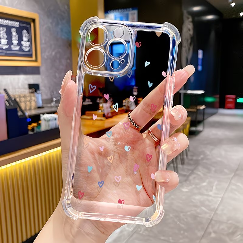 Phone Cases Xs - Прозрачный чехол-бампер с разноцветными сердечками для