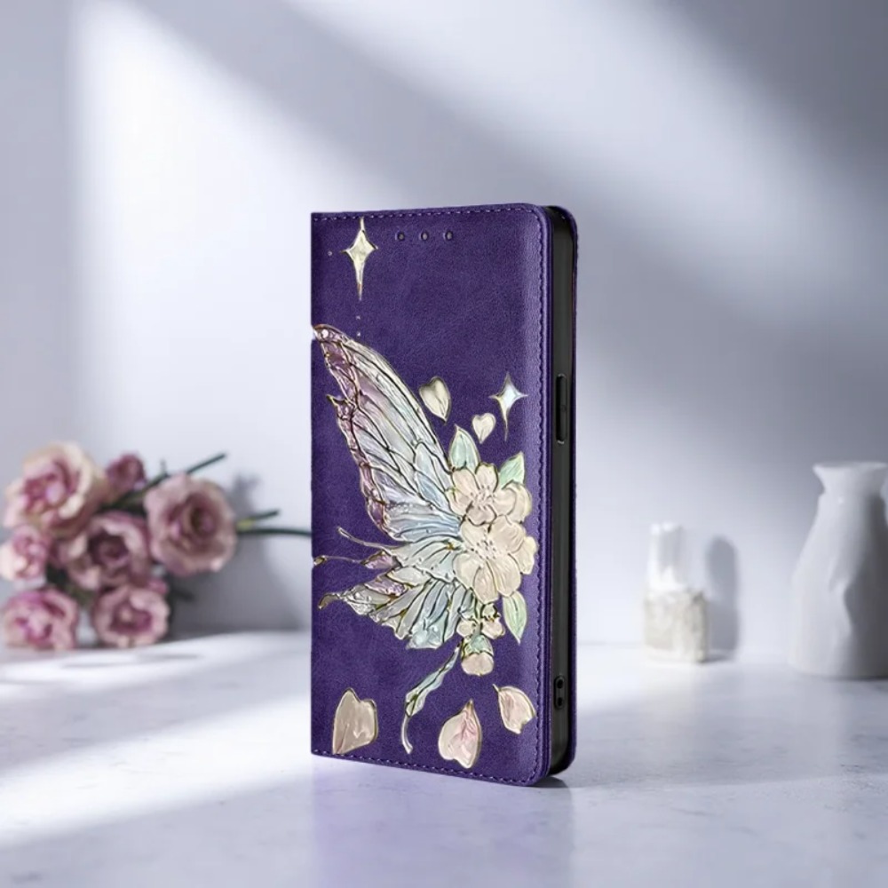 Phone Cases Samsung S25 - Кожаный чехол-кошелек с магнитной застежкой и